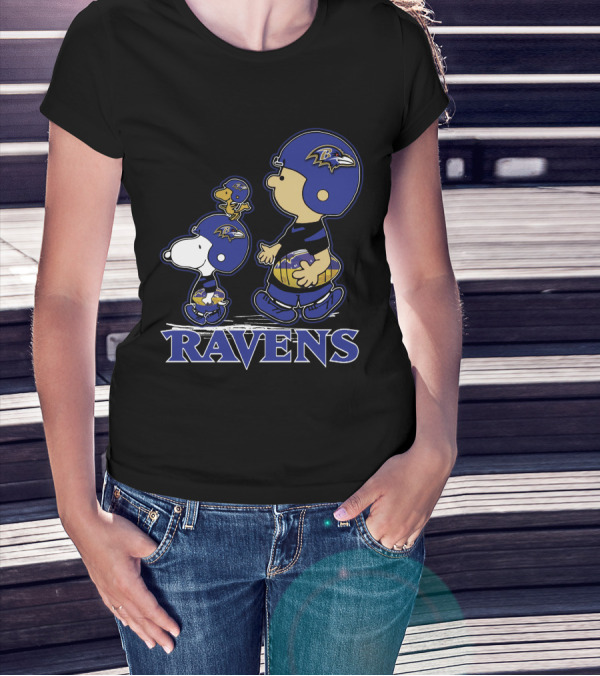 Snoopy Woodstock Baltimore Ravens Football Peanuts T-Shirt