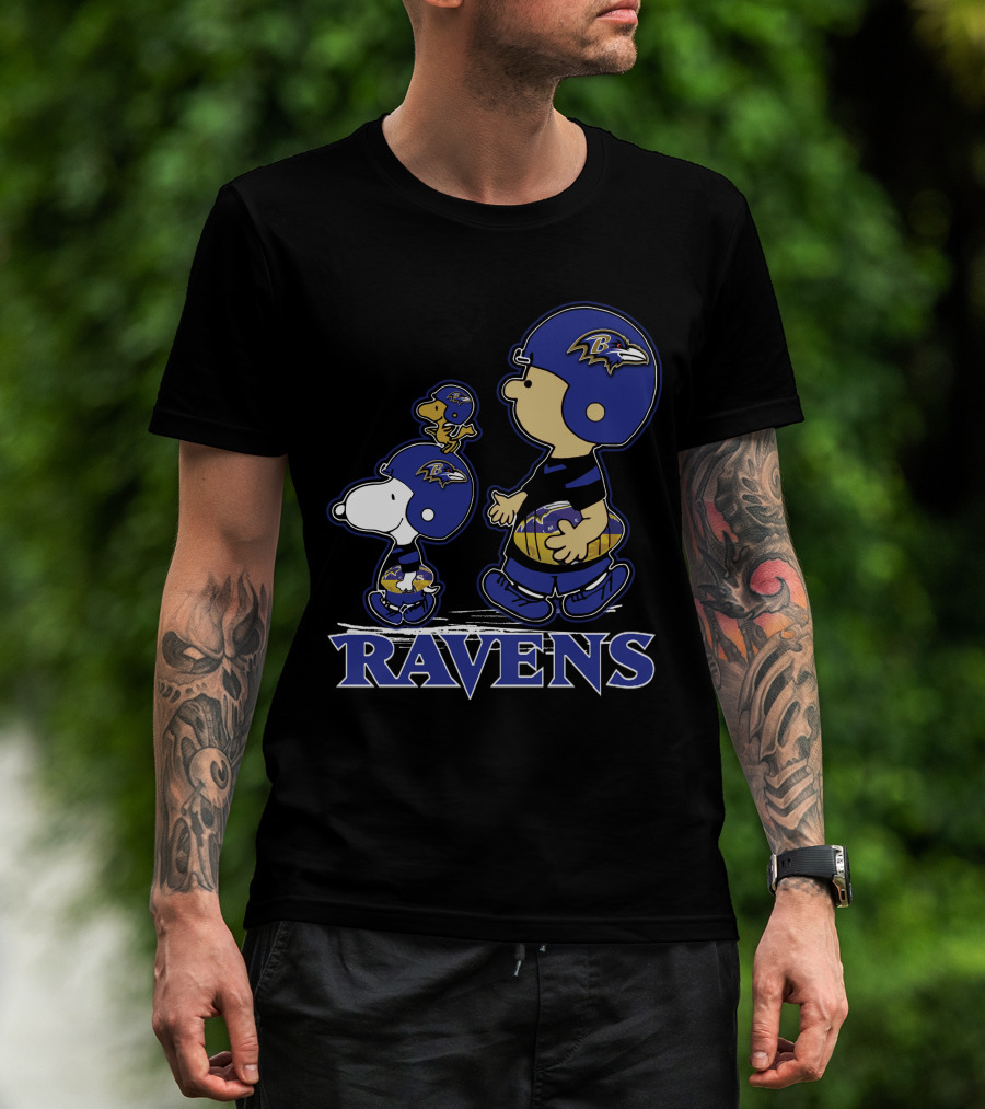Snoopy Woodstock Baltimore Ravens Football Peanuts T-Shirt