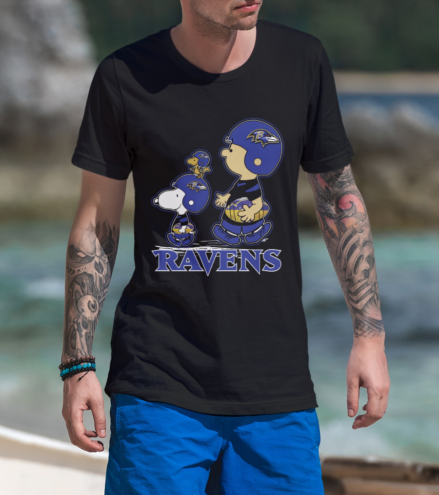 Snoopy Woodstock Baltimore Ravens Football Peanuts T-Shirt