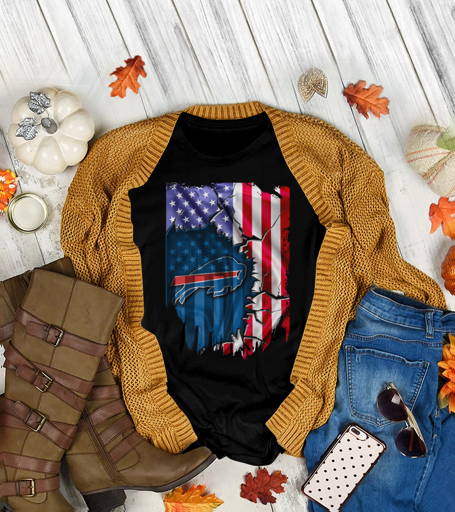 Buffalo Bills American Flag Cracked T-Shirt