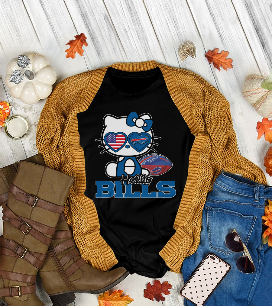 Hello Kitty Buffalo Bills USA Heart Mascot T-Shirt