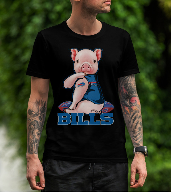 Pig Wearing Buffalo Bills Jersey T-Shirt