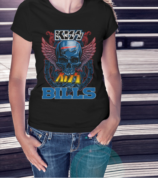 Kiss Buffalo Bills Skull Wings T-Shirt