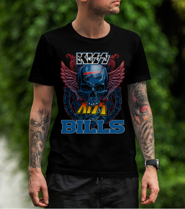 Kiss Buffalo Bills Skull Wings T-Shirt