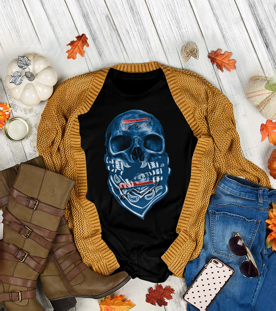 Buffalo Bills Skull Blue Bandana T-Shirt