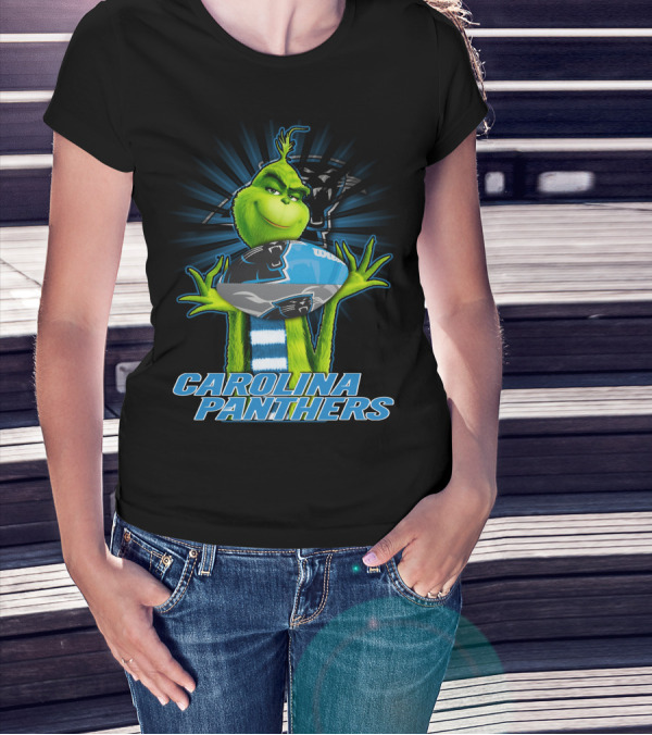 Grinch Holding Football CAROLINA PANTHERS T-Shirt