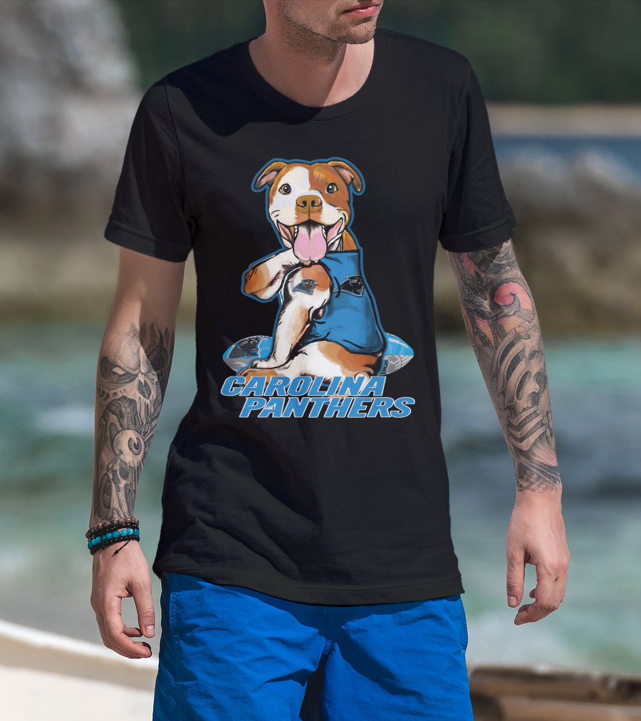 Pittbull Carolina Panthers Football Dog T-Shirt