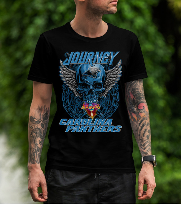 JOURNEY CAROLINA PANTHERS SKULL WINGS CHAIN T-Shirt