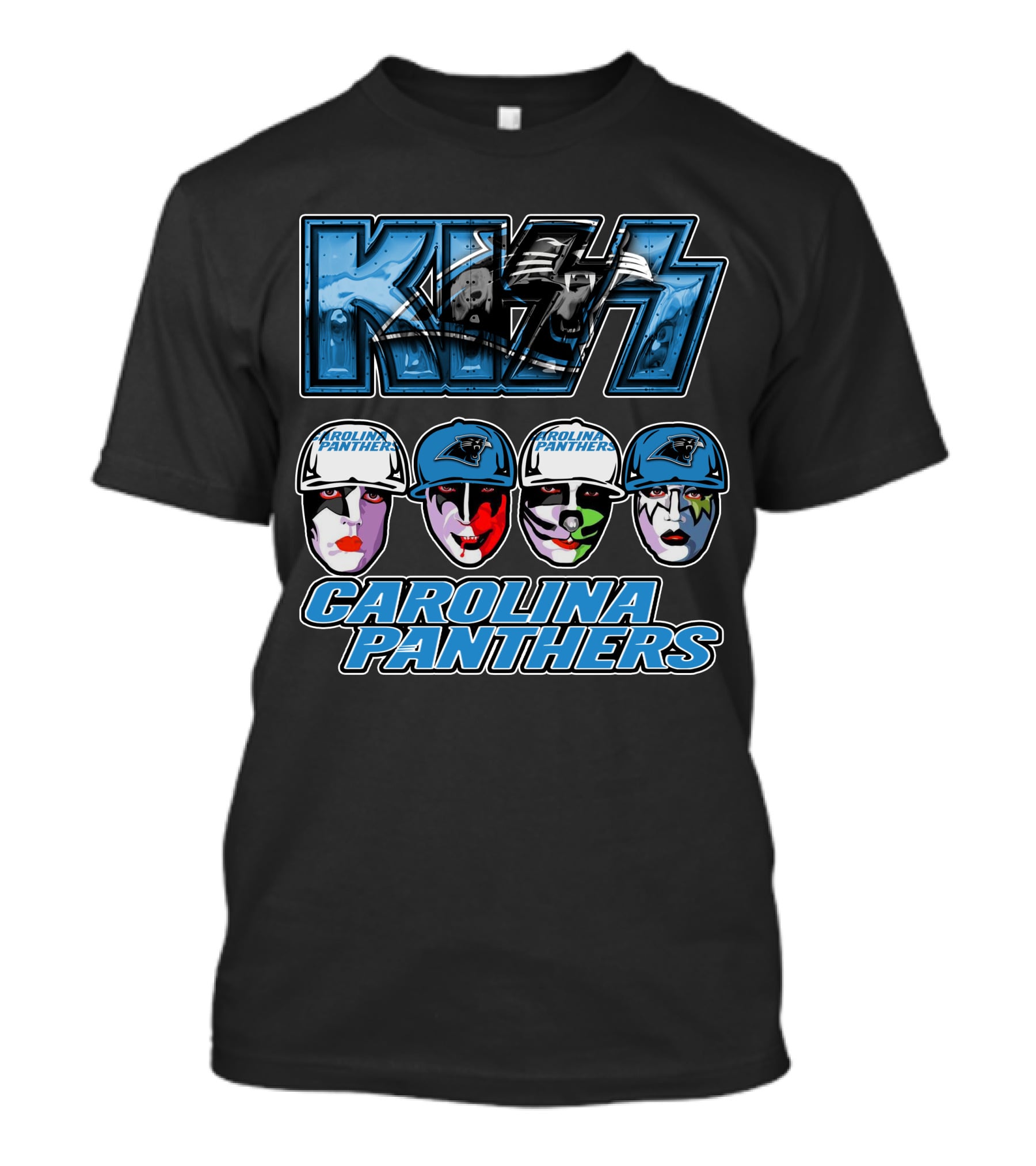 Kiss Carolina Panthers Face Paint Hats Nfl Team T-Shirt