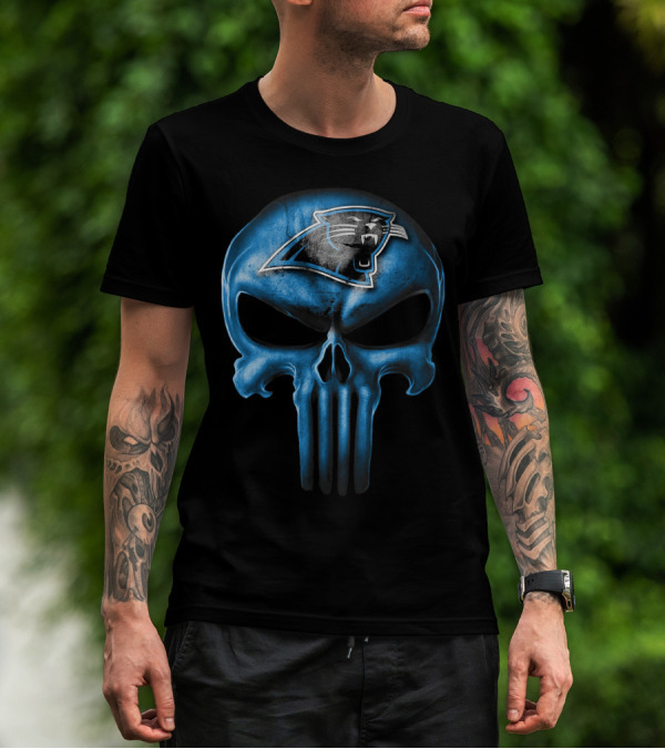 Skull Carolina Panthers Punisher Logo Mashup T-Shirt