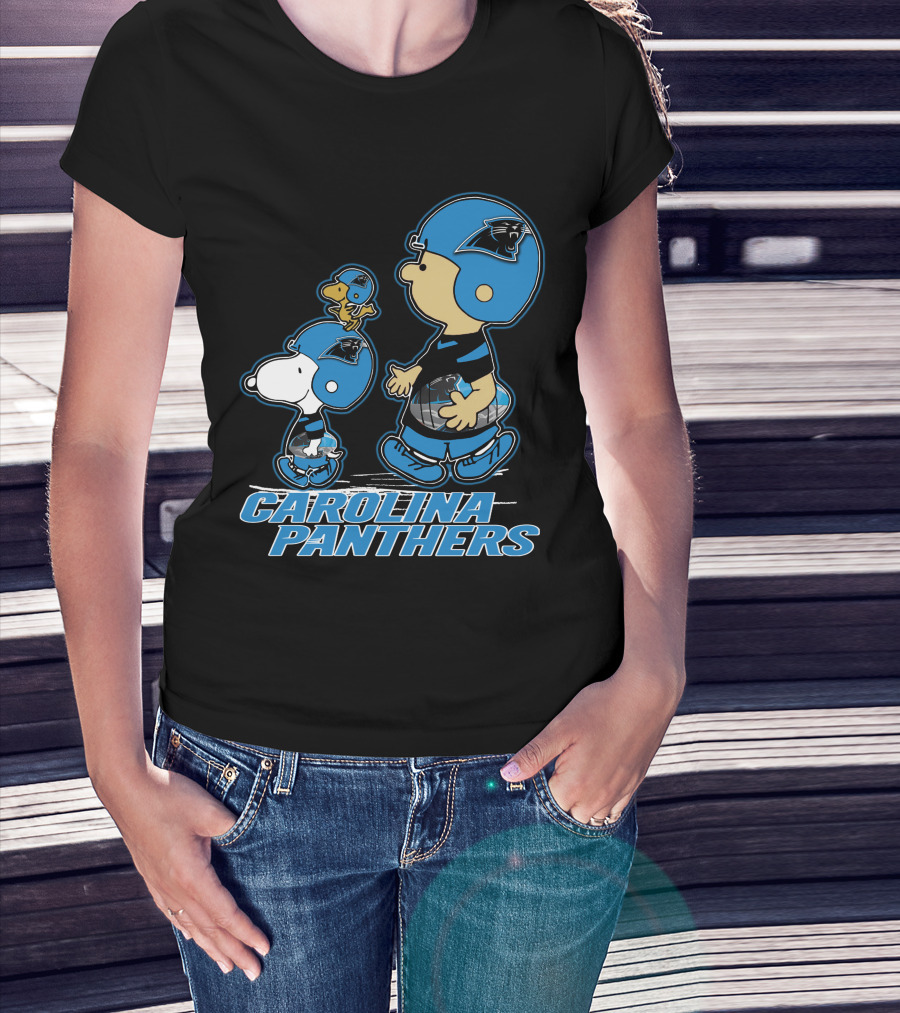 Carolina Panthers Peanuts Snoopy Woodstock Football Helmet T-Shirt