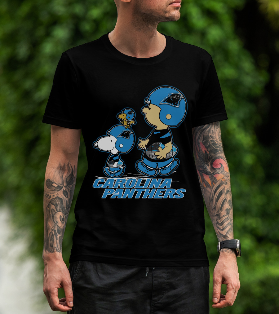 Carolina Panthers Peanuts Snoopy Woodstock Football Helmet T-Shirt