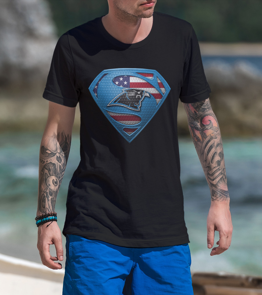 Carolina Panthers Super Shield American Flag T-Shirt