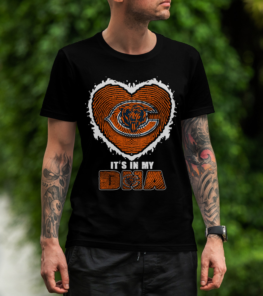 It's In My Dna Chicago Bears Heart Thumbprint T-Shirt