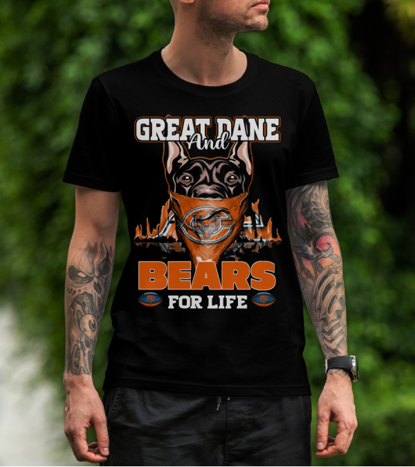 GREAT DANE AND BEARS FOR LIFE CHICAGO BEARS T-Shirt