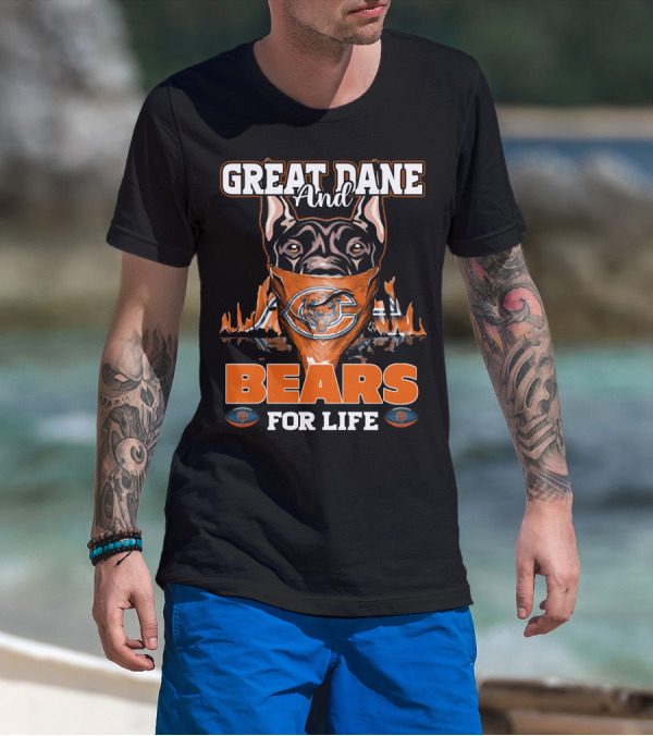 GREAT DANE AND BEARS FOR LIFE CHICAGO BEARS T-Shirt