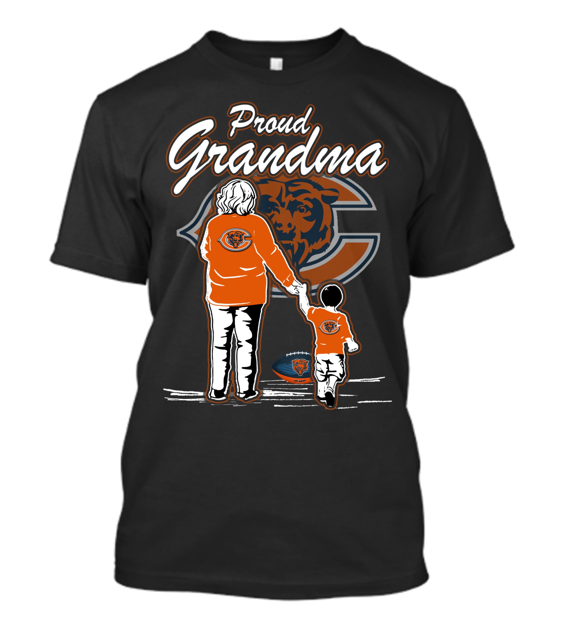 Proud Grandma Chicago Bears Football Family Fan With Child And Bear T-Shirt
