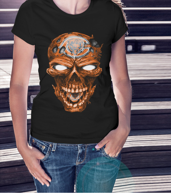Skull CHICAGO BEARS Logo Face T-Shirt