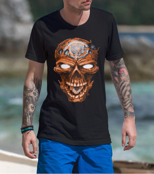 Skull CHICAGO BEARS Logo Face T-Shirt