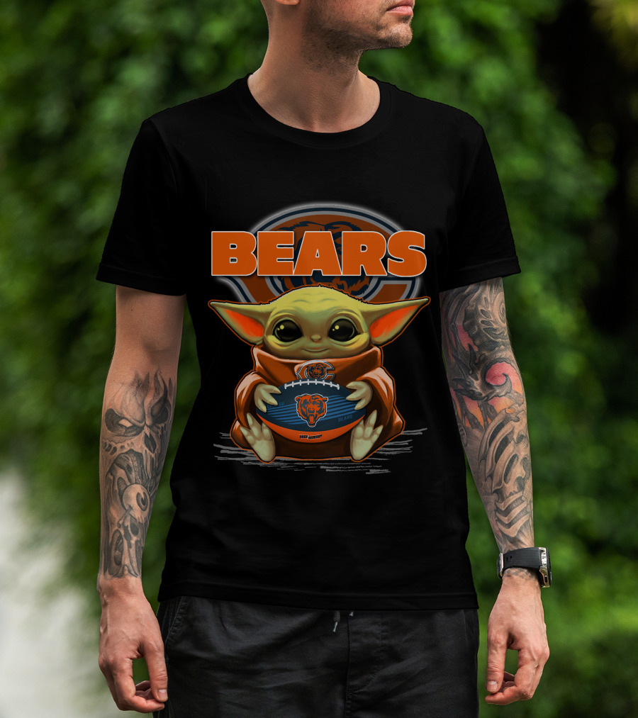 Yoda BEARS Football Chicago Baby Holding Football T-Shirt