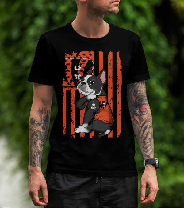 Boston Terrier Cincinnati Bengals I Love Mom T-Shirt