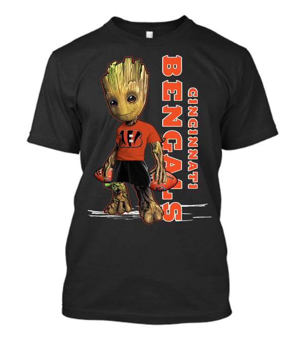 Groot Cincinnati Bengals Football Crossover Youthful Fan Edition T-Shirt