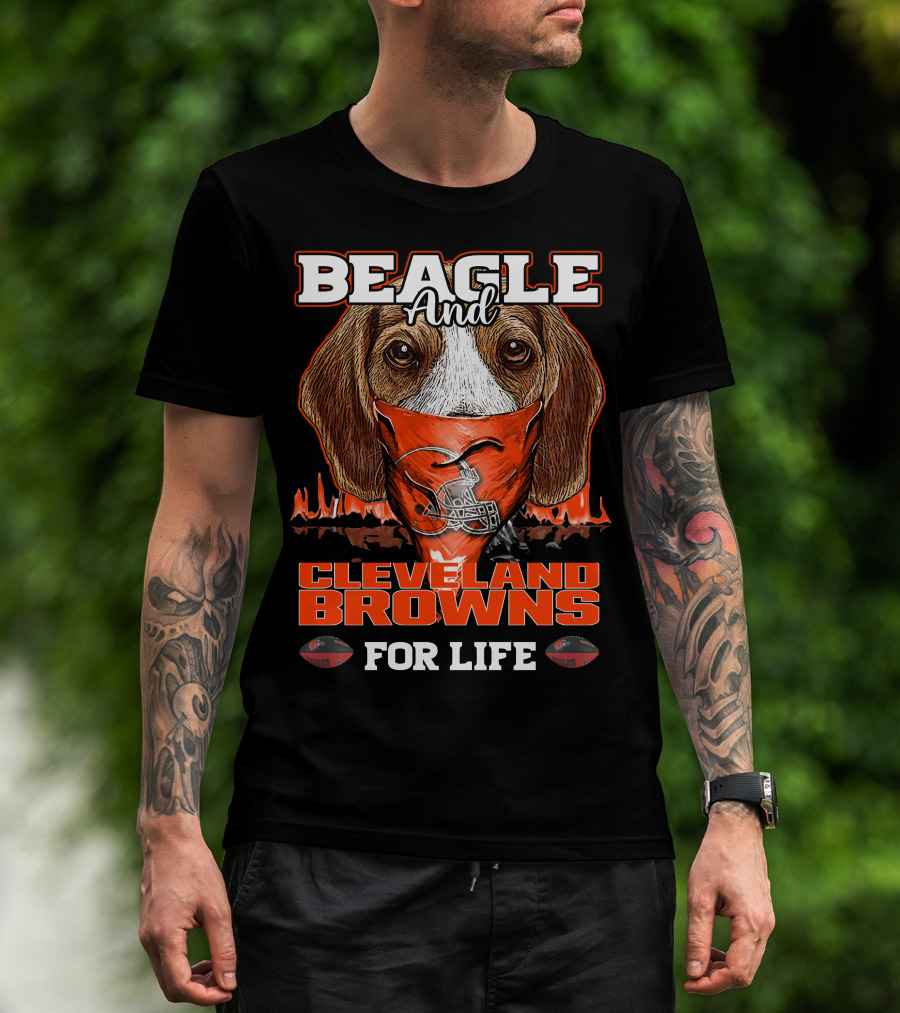 Beagle And Cleveland Browns For Life T-Shirt