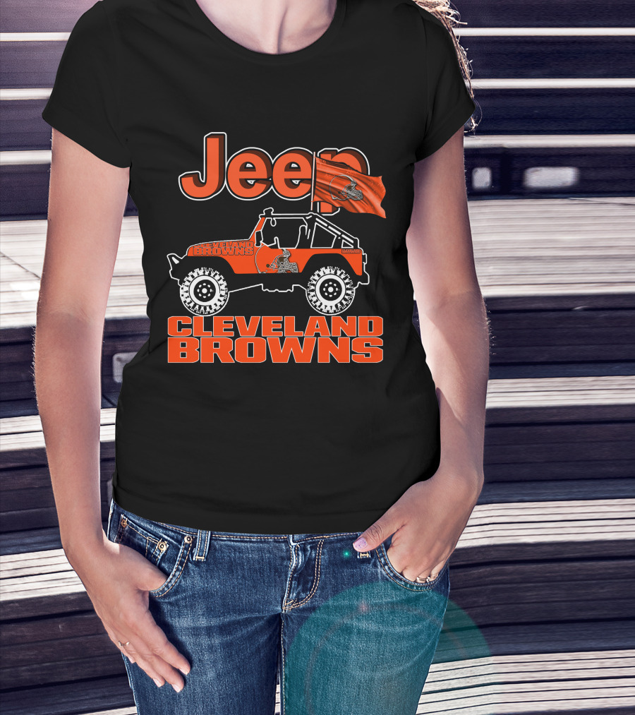 Jeep Cleveland Browns Off-Road Vehicle Cleveland Browns Flag Jeep T-Shirt