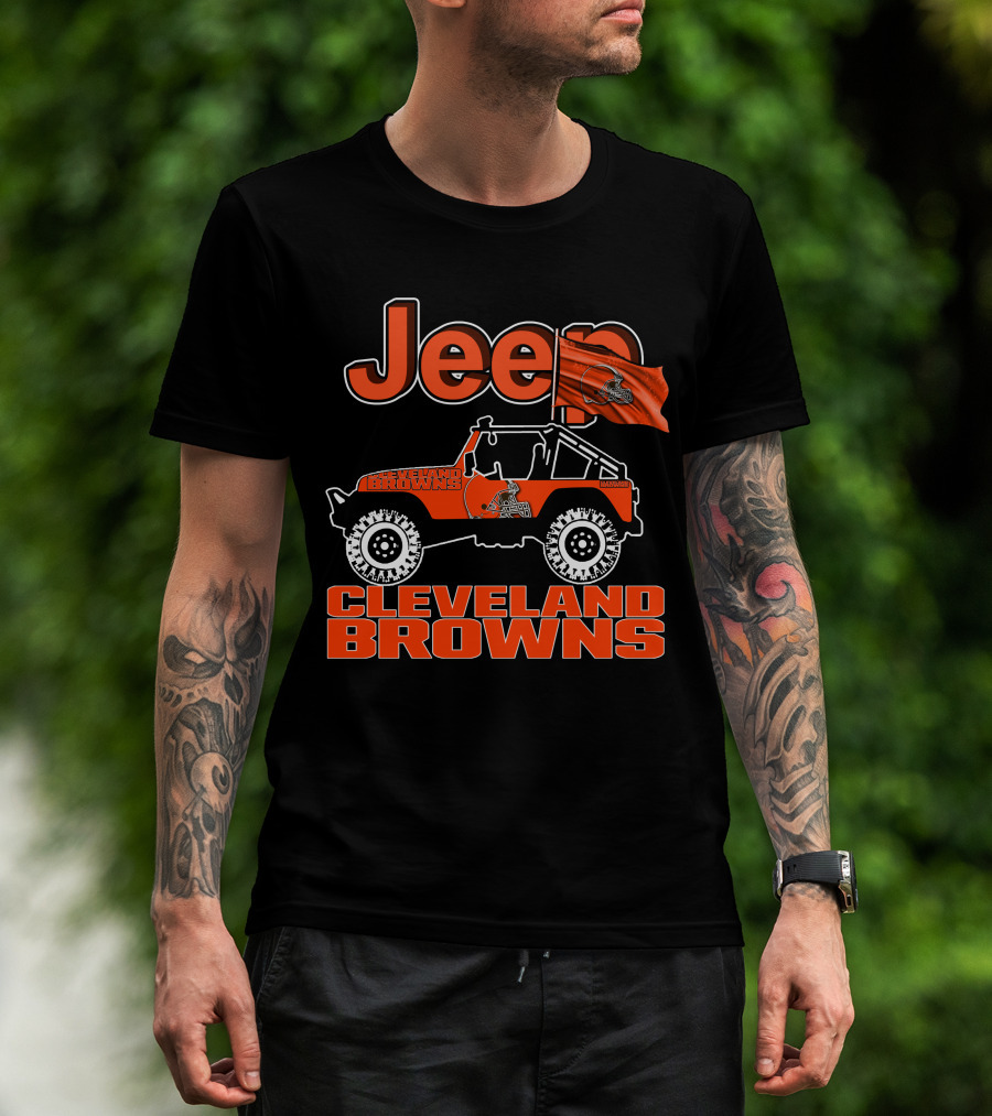 Jeep Cleveland Browns Off-Road Vehicle Cleveland Browns Flag Jeep T-Shirt