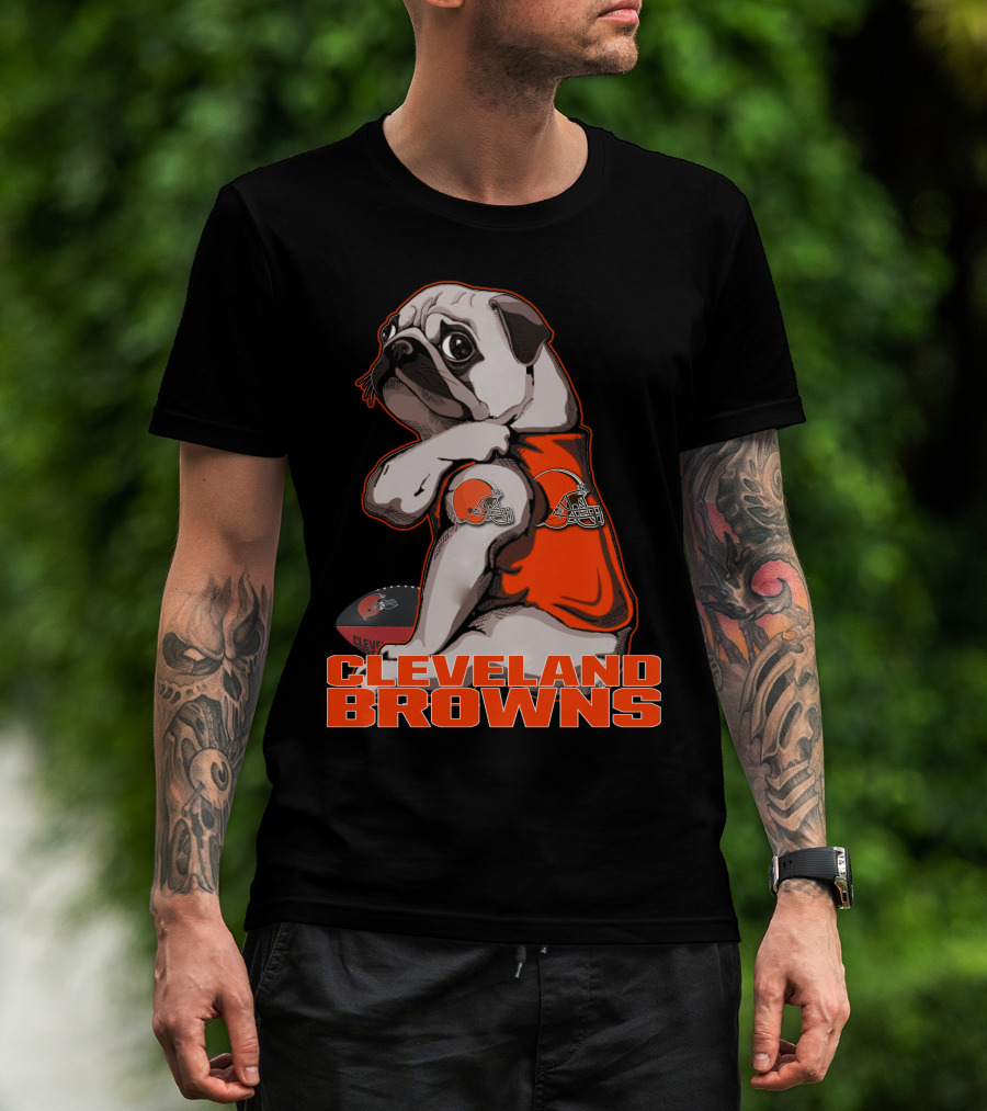 Cleveland Browns Pug Football Fan Mascot T-Shirt
