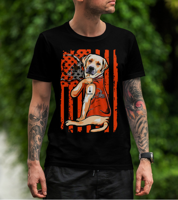 Labrador Retriever Cleveland Browns I Love Mom Football T-Shirt