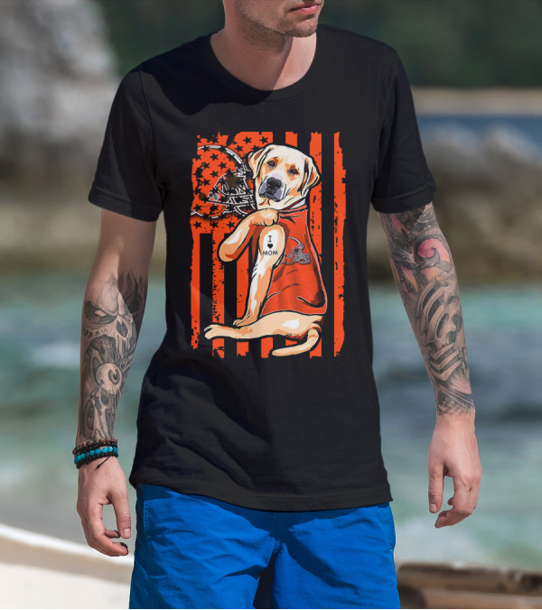 Labrador Retriever Cleveland Browns I Love Mom Football T-Shirt