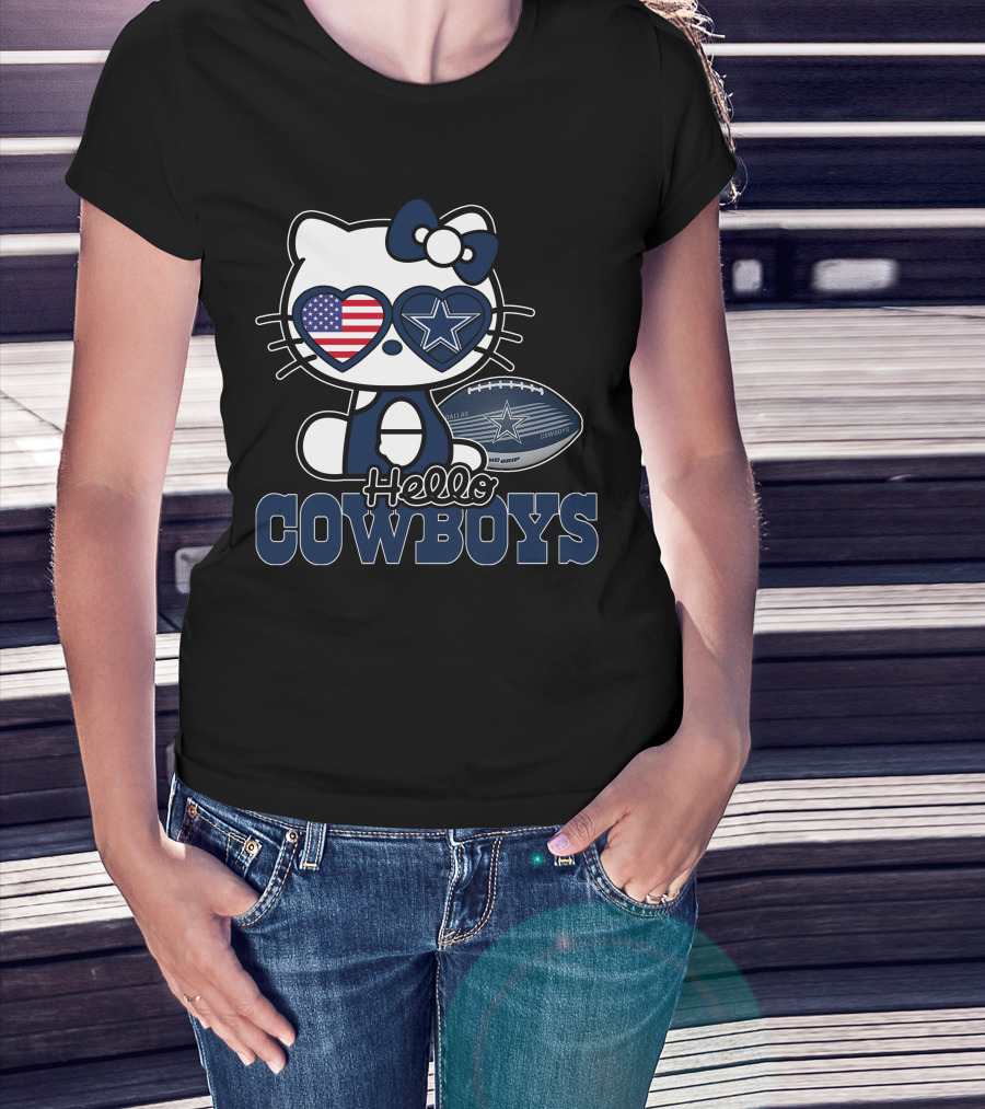 Hello Kitty Dallas Cowboys Usa Flag Football T-Shirt