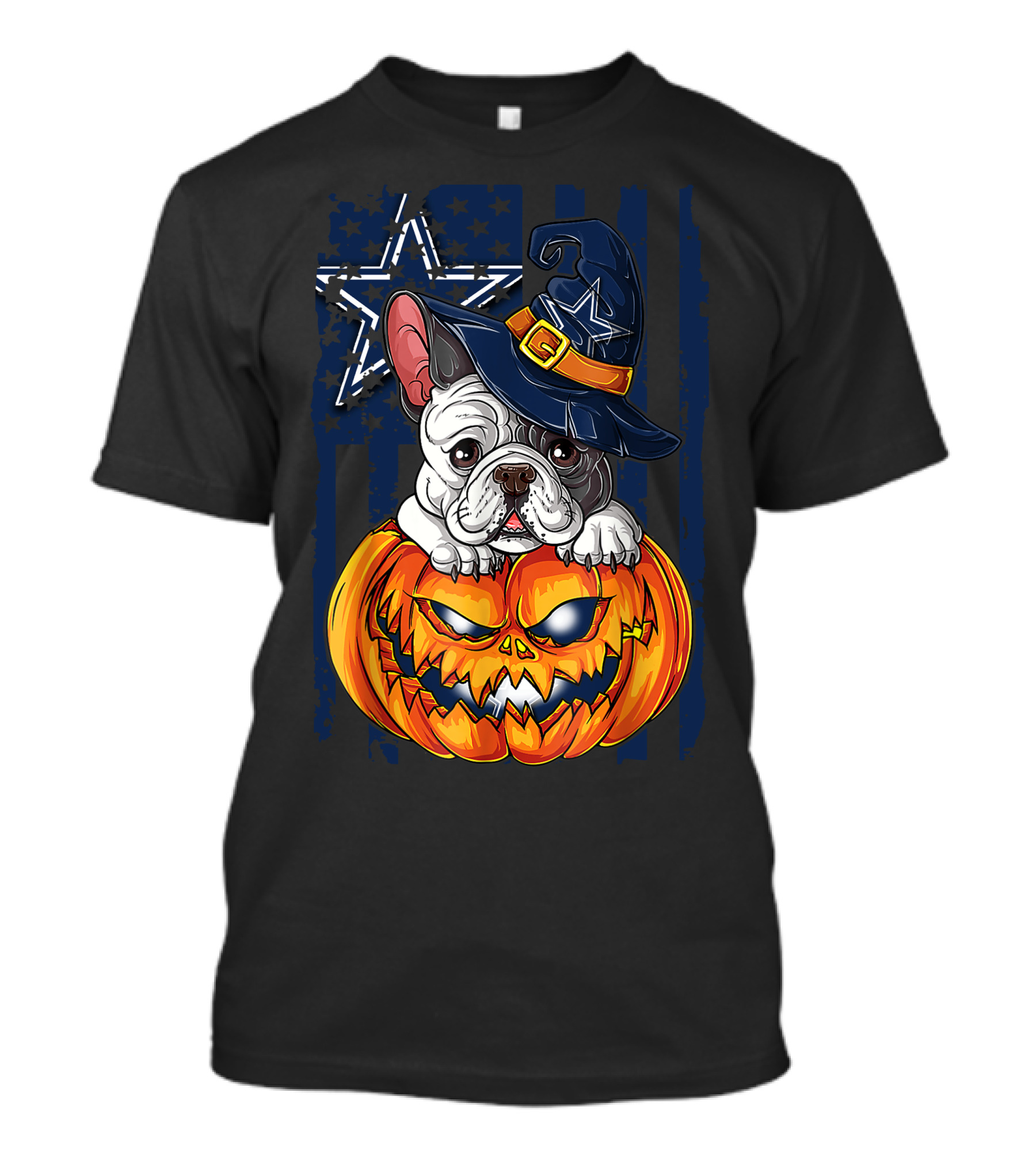 Hlw Bulldog Dallas Cowboys Halloween Pumpkin T-Shirt