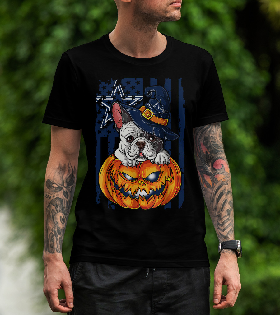 Hlw Bulldog Dallas Cowboys Halloween Pumpkin T-Shirt