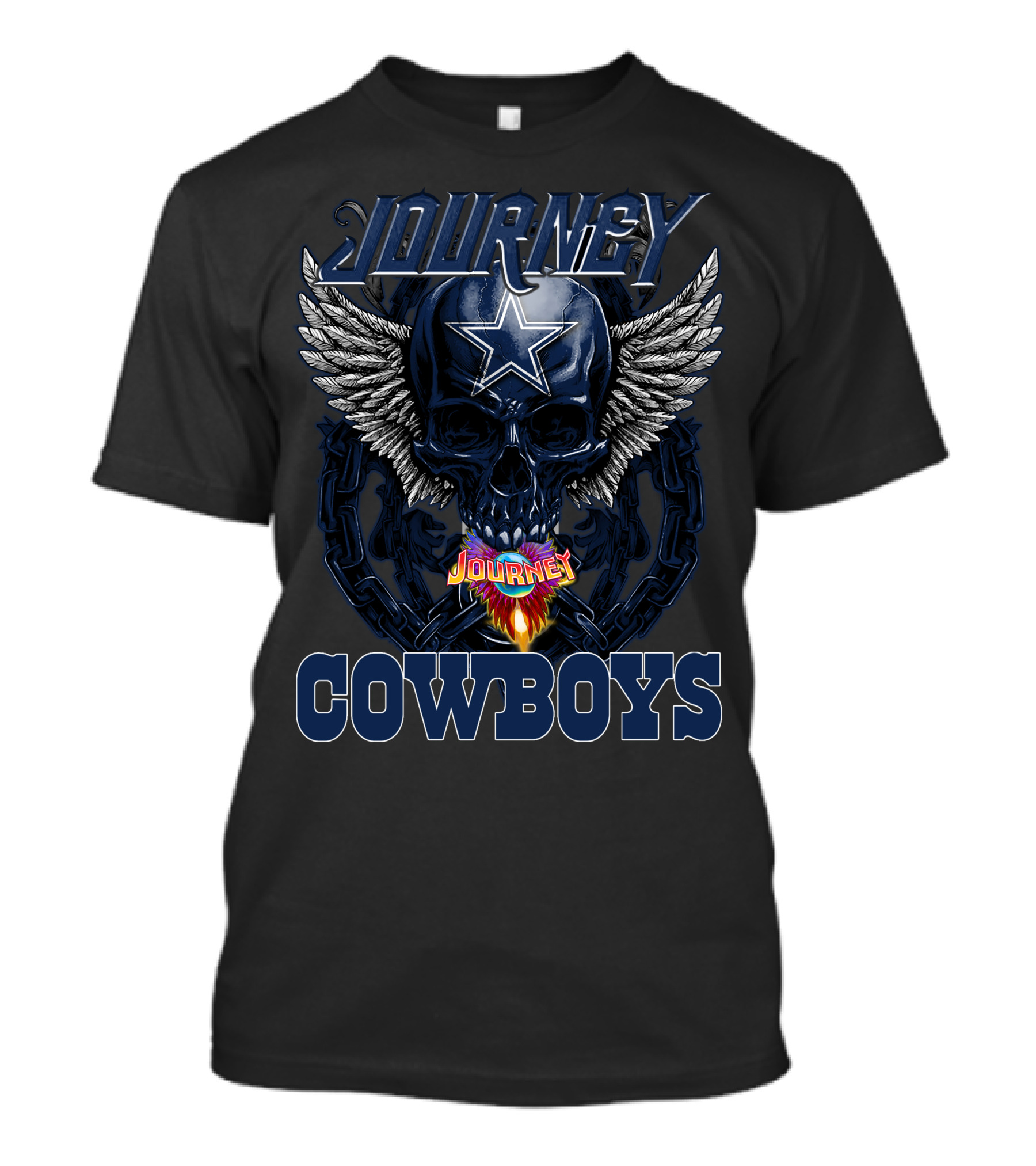 Journey Cowboys Dallas Cowboys Skull Wings Star T-Shirt