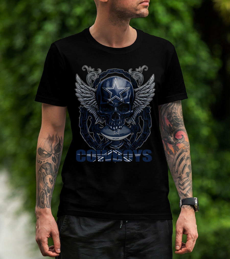 Dallas Cowboys Skull With Wings And Star T-Shirt