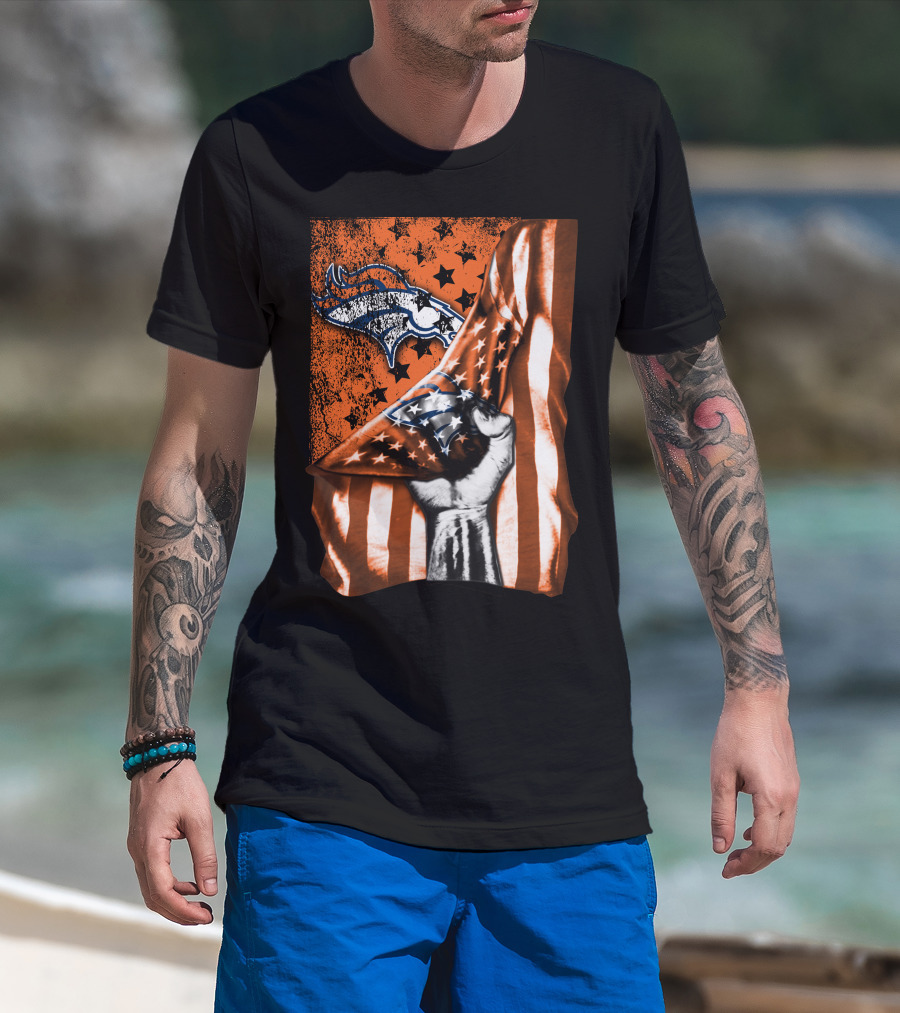 Flag Denver Broncos Stars And Stripes Fist T-Shirt