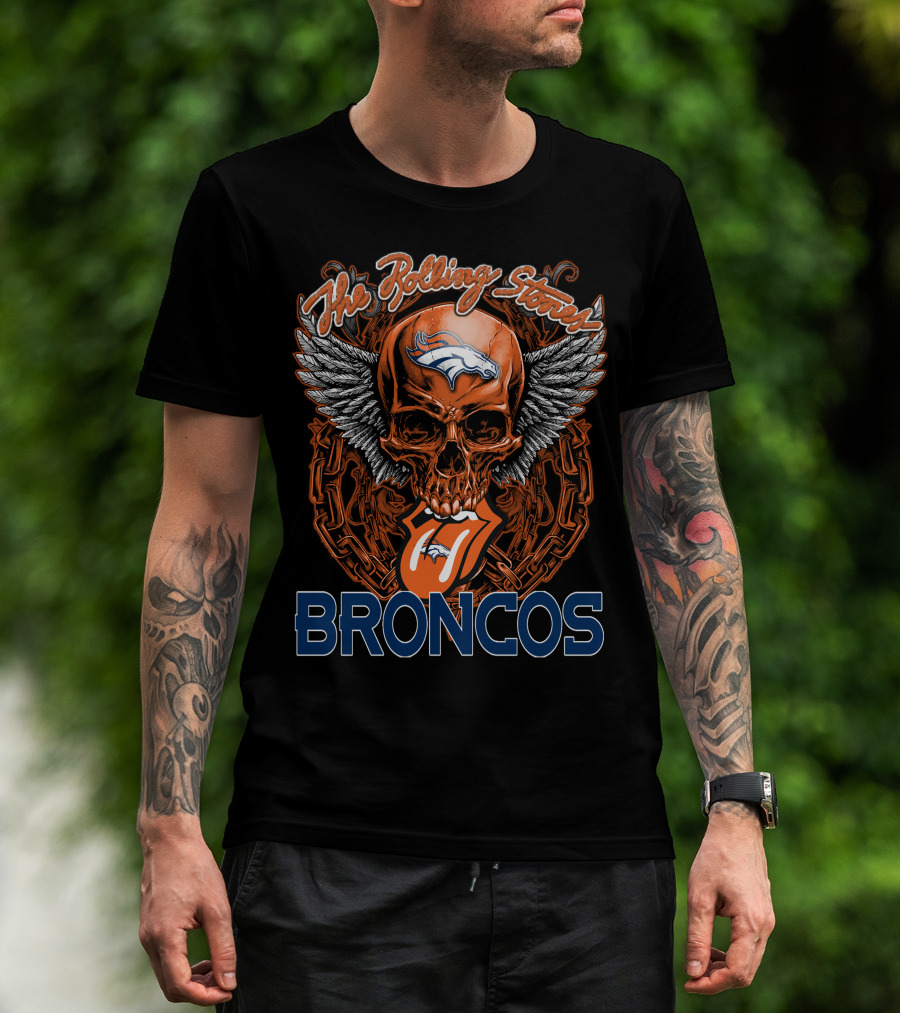 The Rolling Stones Denver Broncos Skull Wings T-Shirt