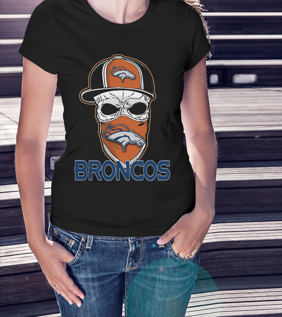 Broncos Skull Cap And Bandana With Denver Broncos T-Shirt