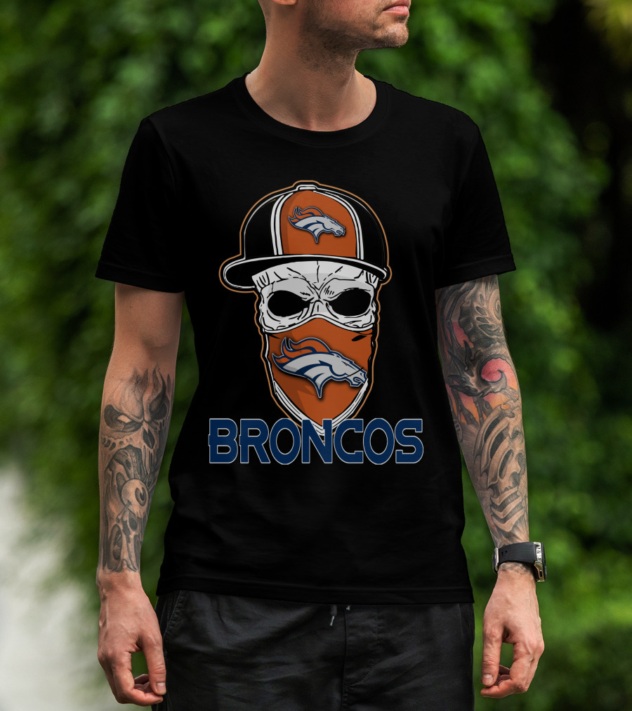 Broncos Skull Cap And Bandana With Denver Broncos T-Shirt