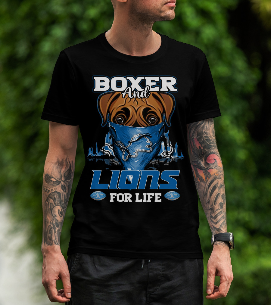 Boxer And Lions For Life DETROIT LIONS T-Shirt