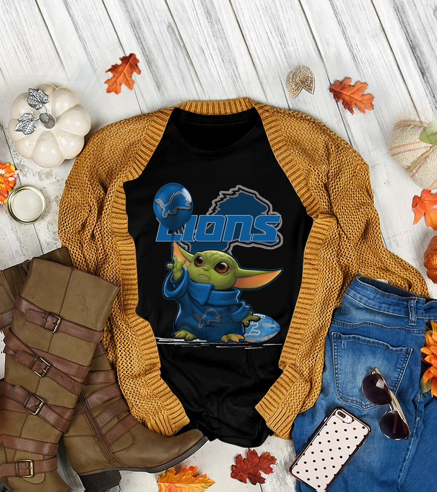 Yoda Detroit Lions Football Balloon T-Shirt