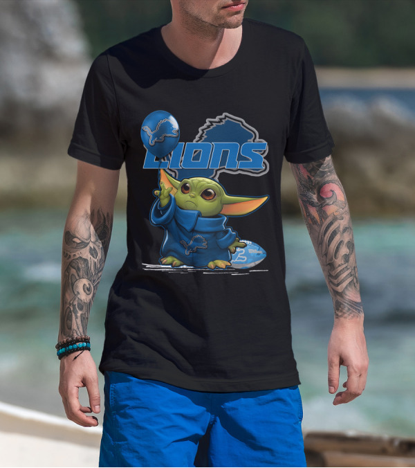 Yoda Detroit Lions Football Balloon T-Shirt