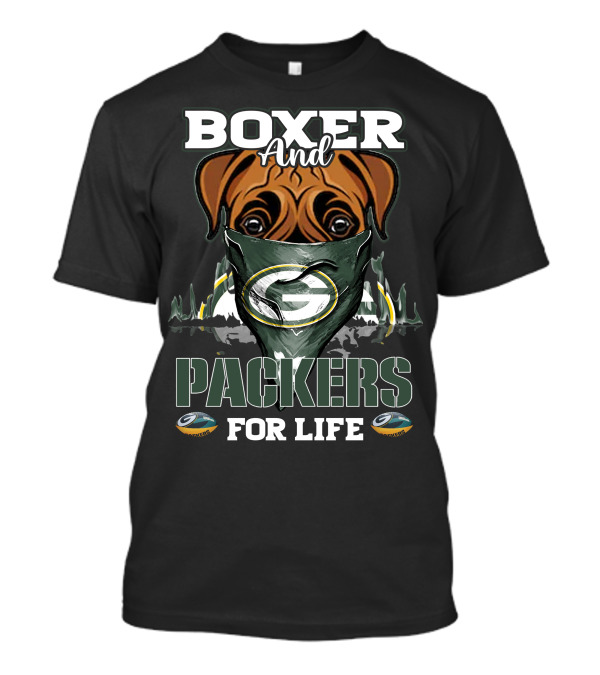 Boxer And Packers For Life Green Bay Packers T-Shirt