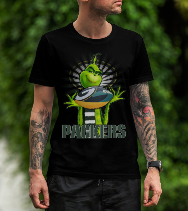 Grinch Holding Wilson Football Packers T-Shirt