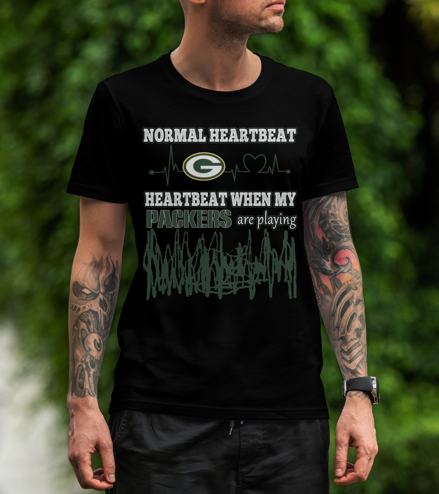 Normal Heartbeat Heartbeat When My Packers Are Playing Green Bay Packers T-Shirt