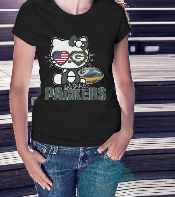 Hello Kitty Green Bay Packers USA Football Fan T-Shirt
