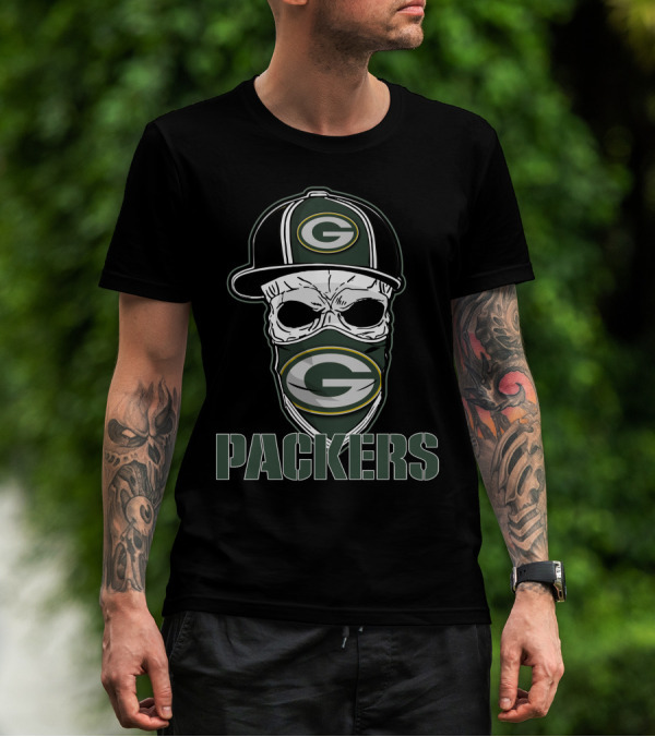 Skull Hat Green Bay Packers G Mask Packers T-Shirt