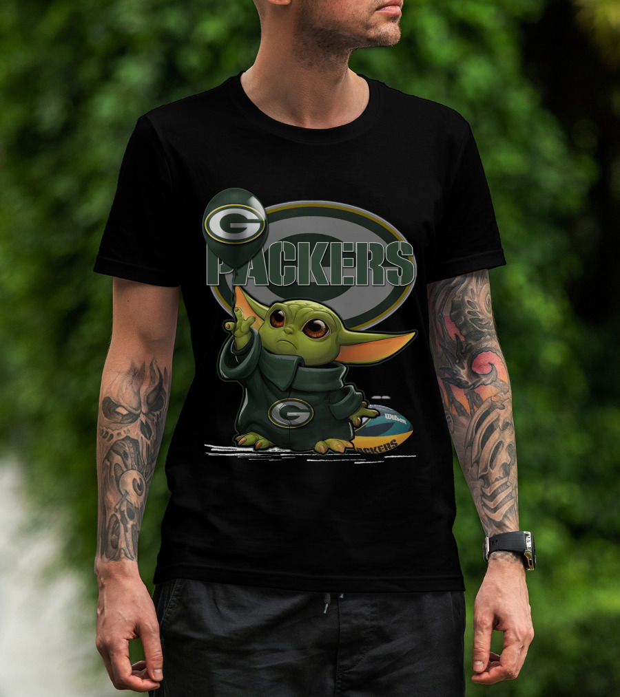Packers Green Bay Baby Yoda Football Fan T-Shirt